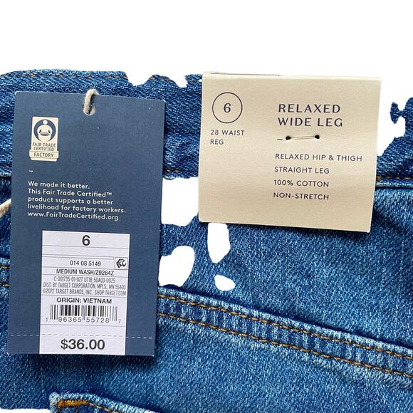 Universal Thread Relaxed Wide Leg Medium Wash Jeans 6/28R NWT Casual Comfort - Picture 12 of 12